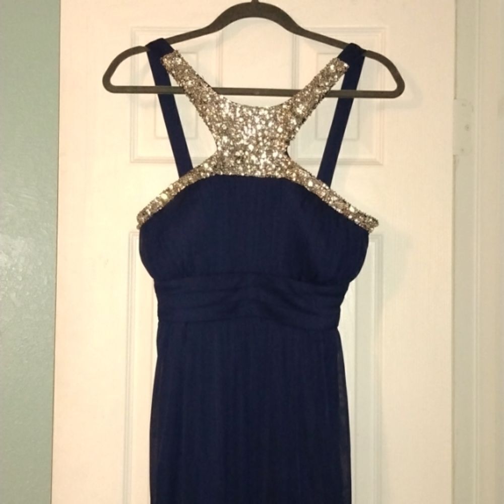 Jodi Kristopher Dark Indigo Evening Wedding Formal Dress 11